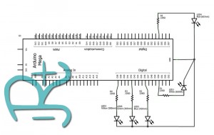 Diagrama eléctrico del tutorial con varios led