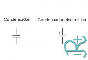 Símbolos para condensador no polarizado y polarizado